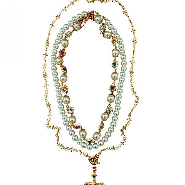 3 Pcs Rhinestone Pearl Necklace